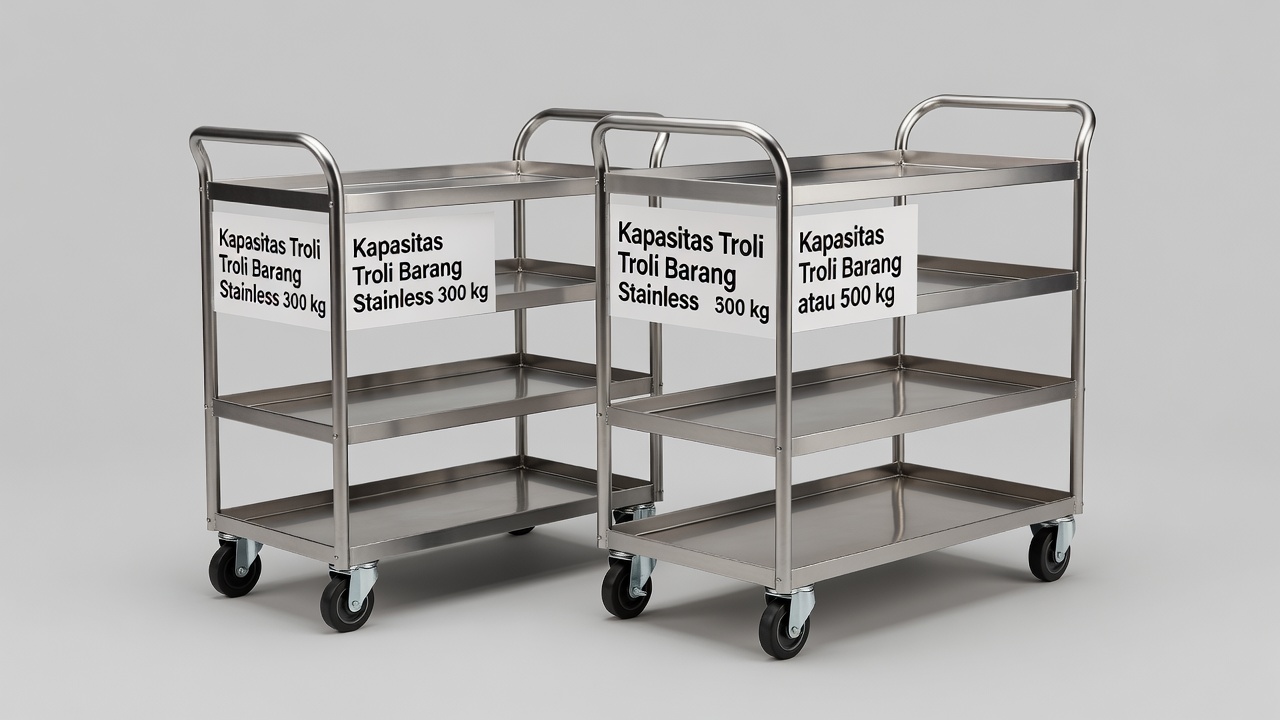 Kapasitas Troli Barang Stainless 300 kg atau 500 kg