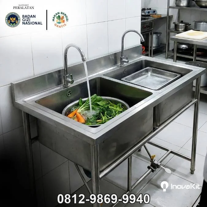 Jual & Distributor Kitchen Sink Double Bowl Standar Dapur MBG di Babakan Surabaya, Kiaracondong, Bandung — Harga Pabrik, Vendor, Fabrikasi