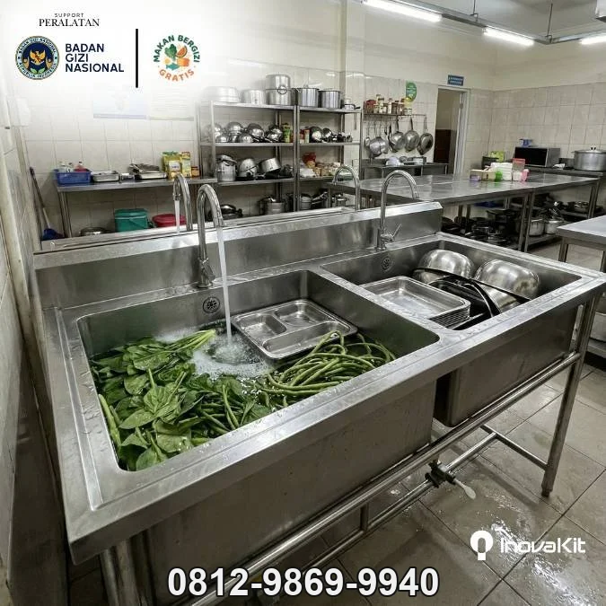 Jual & Distributor Kitchen Sink Double Bowl Standar Dapur MBG di Bandung — Harga Pabrik, Vendor, Fabrikasi