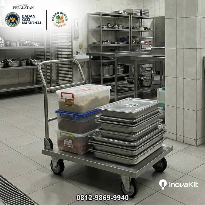 Load Trolley 500 kg Standar Dapur MBG | Troli Lipat Barang 500 kg