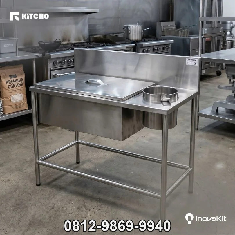 Jual & Distributor Meja Dusting Fried Chicken di Atang Senjaya, Kemang, Bogor — Harga Pabrik, Vendor, Fabrikasi