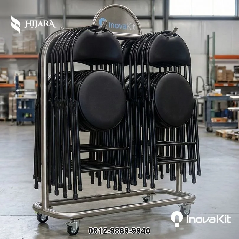 Rak Kursi Lipat dengan Logo Instansi | Folding Chair Rack