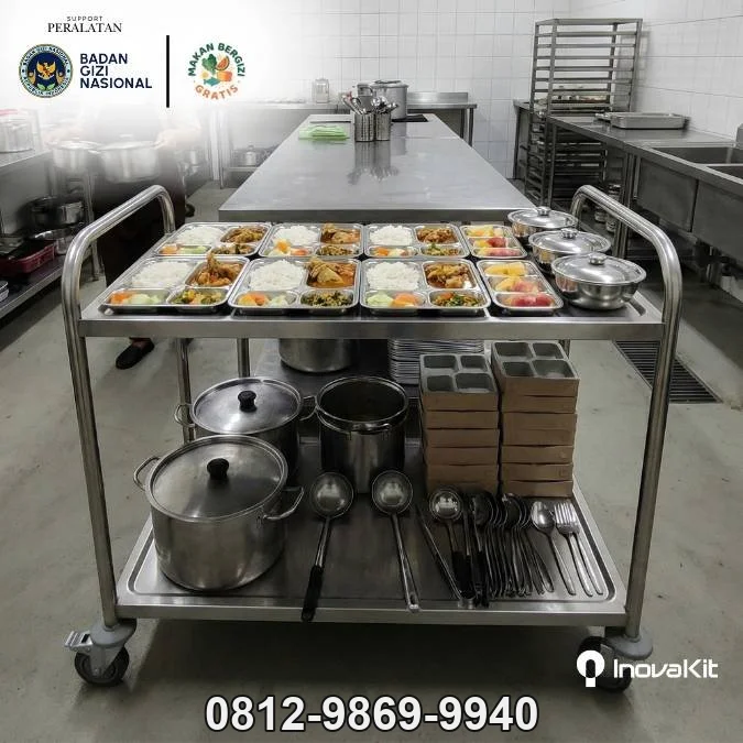 Jual & Distributor Service Trolley 2 Tiers Standar Dapur MBG di Binakal, Bondowoso — Harga Pabrik, Vendor, Fabrikasi