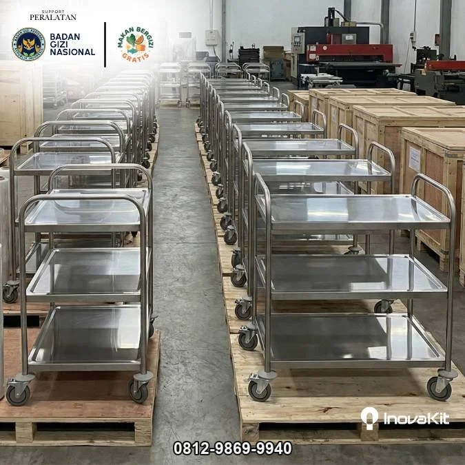 Service Trolley 3 Tiers Standar MBG | Troli Instrumen 3 Susun