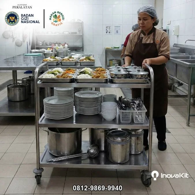 Service Trolley 3 Tiers Standar MBG | Troli Instrumen 3 Susun