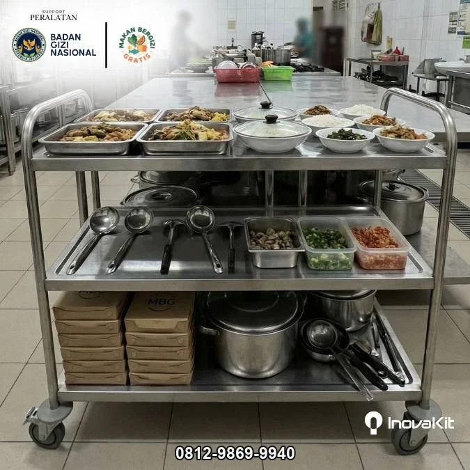 Service Trolley 3 Tiers Standar MBG | Troli Instrumen 3 Susun