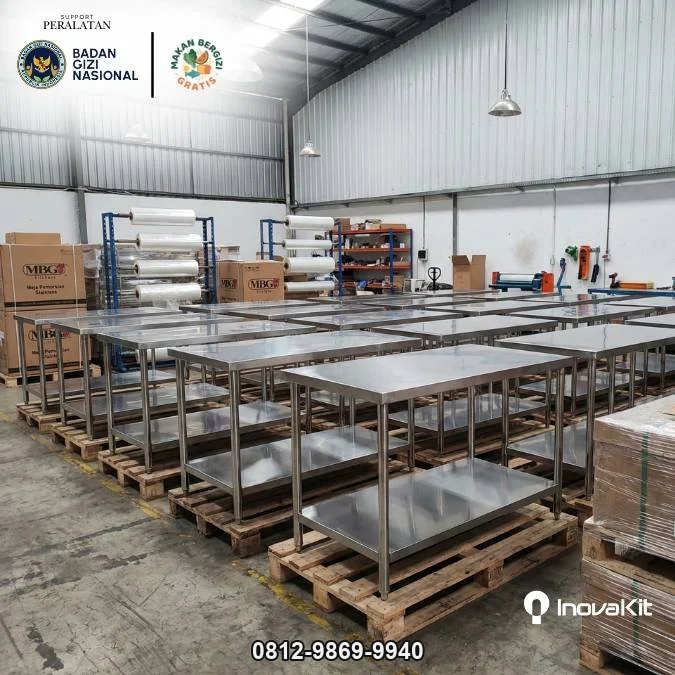 Working Table Standar Dapur MBG | Meja Kerja Dapur 2 Susun