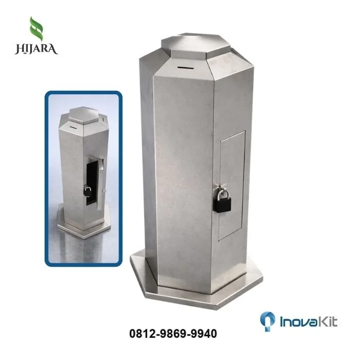 Kotak Amal Stainless Estetik Kunci Gembok Alarm